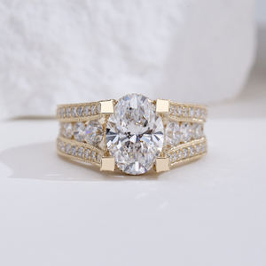 Bague en diamant ovale en or 14 carats Messi Jewelry MSR-2045 pour femmes - Product Image 1