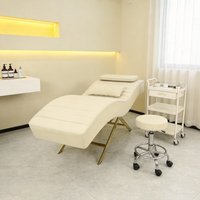 Lit de luxe moderne en acier inoxydable doré, durable et écologique, pour cils et sourcils, pour salon de beauté, mobilier de salon blanc