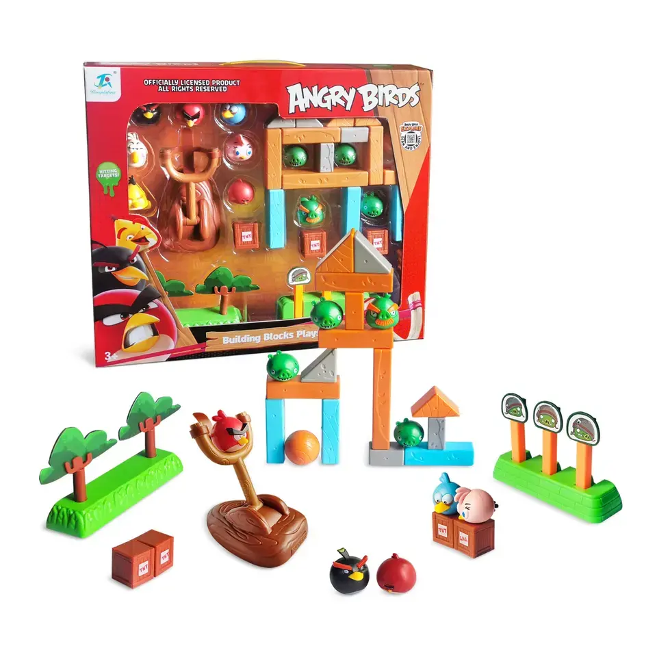 OEM ODM karikatür oyuncak kuşlar kızgın aksiyon figürü uzay masa oyunları çocuk bulmaca sapan hediye için blok oyuncaklar modeli