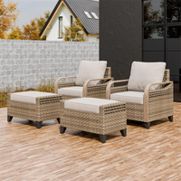 Ensemble de fauteuils d'extérieur en rotin, canapé simple en osier avec ottoman pour jardin et balcon