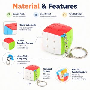 Porte-clés mini cube magique personnalisé avec logo, jouet puzzle 3x3 en plastique durable, rotation fluide, porte-clés portable pour cadeau promotionnel en gros - Product Image 4