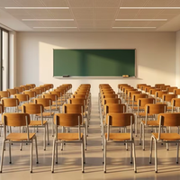 Chaise d'école empilable en contreplaqué, chaise d'étude ergonomique pour étudiants avec cadre en acier, chaise de formation en bois, chaise pour événements