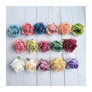 Fleurs artificielles Meiyu Craft, têtes de roses en soie à bords brûlés, décoration de mariage, art mural, décoration de festival - Product Image 5