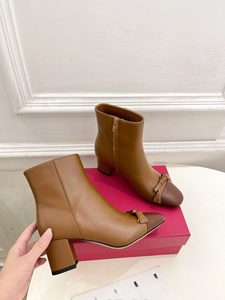 French square Toe Color Blocked Cow Leather Short <b>Boots</b> with Thick square Heel Bow Tie Commuting <b>Boots</b> for Women Autumn/winter - Product Image 6