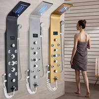 Panneau de douche portable en acier inoxydable avec affichage numérique cascade pluie corps jets