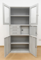 Armoire de classement de bureau en acier au design moderne avec porte vitrée, 3 tiroirs, verrouillable, en métal, vente en gros depuis la Chine