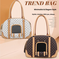 Sac de transport pour animaux de compagnie en PU rembourré, motif uni de luxe, fermeture à ceinture, design écologique pour utilisation en extérieur, portable