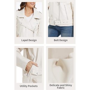 Chaqueta de motociclista de piel sintética negra personalizada para mujer, prendas de vestir para Otoño y temporada de otoño, abrigo con relleno de algodón y poliéster, para otoño de 2017 - Product Image 6