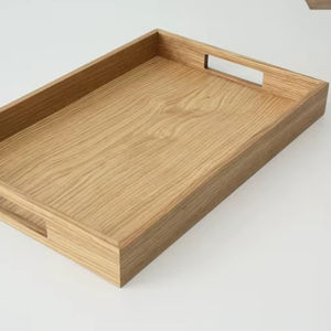 Customized Eco-Friendly <b>Wood</b> <b>Crafts</b> Serving Tray with Brass Flower Design Handle Tea & Coffee Table Decor Food Storage Low Price - Product Image 1