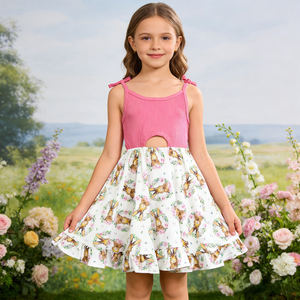 定制印花女童新款时尚吊带连衣裙夏季一件式精品磨毛奶丝连衣裙儿童服装 - Product Image 3