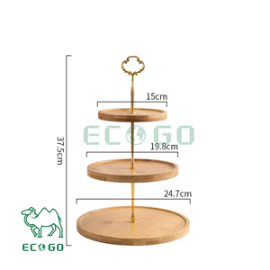 Soporte para cupcakes de 3 niveles y bandeja para servir, soporte para pastel de boda y decoraciones para fiesta de té, juego de soporte para pastel de madera rústico hecho a mano - Product Image 3