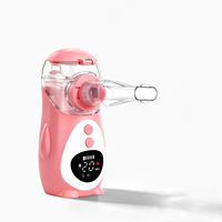 Nébuliseur portable rechargeable pour enfants, mignon pingouin rose, faible bruit, atomiseur manuel, soulagement de l'asthme, inhalateur médical à domicile