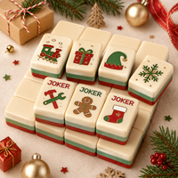 Juego de Mahjong Americano Premium de Navidad, Tablero de Mahjong Acrílico Multicapa, Regalo Navideño para Niños y Niñas