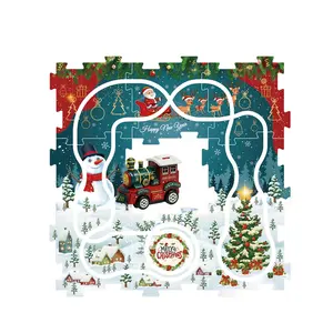 Noel bulmaca ray elektrikli araç oyuncak DIY montaj bulmaca parça oyun seti çocuklar parça tren bulmaca kurulu bina mantık oyunu