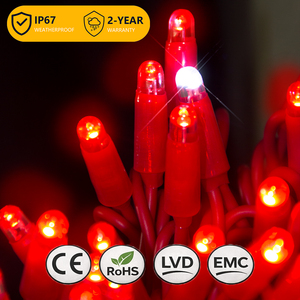 Guirlandes lumineuses LED robustes IP67, 5 m, 50 LED, double couleur rouge/bleu, fil en caoutchouc, dimmables, pour extérieur, allée, jardin, fêtes, faible MOQ - Product Image 1