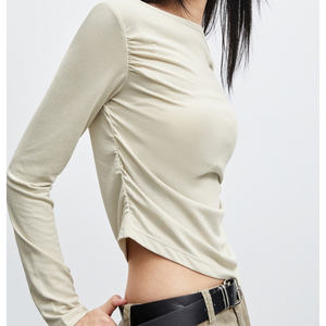 Spice <strong>Chick</strong> Casual Versatile One-line Neck Slim Long Sleeve T-<strong>shirt</strong> Women's Autumn Sexy Tight Long Sleeve Women's Irregular Top