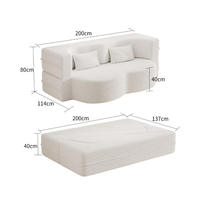 Canapé-lit pliable en nuage gris foncé, canapé-lit de salon, éponge intégrée haute densité, canapé-lit compressible