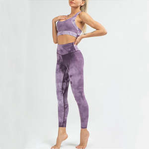 Logotipo personalizado Tie Dye Mujeres Yoga Sets Yoga Suit Set para mujeres Gimnasio al aire libre Fitness Wear - Product Image 6