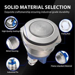 GQ16B-10 Ultra-Kurzer 16mm Metall-Druckknopfschalter IP65 Wasserdicht Momentan Edelstahl Startknopf für Auto Marine DIY - Product Image 3