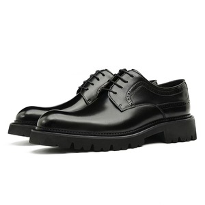 Chaussures Oxford en cuir véritable pour hommes, à lacets, pour affaires - Semelles antidérapantes durables, design confortable à bout rond, grandes tailles disponibles - Product Image 1