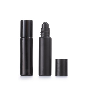 Sang trọng rỗng 10ml Đen obsidian Con lăn thủy tinh tinh dầu chai tùy chỉnh trong sáng bóng đen Matt Đen - Product Image 4