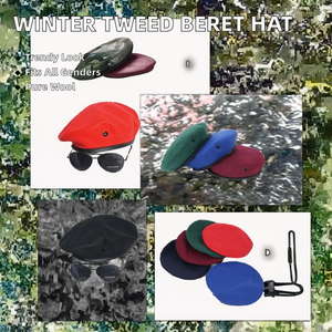 Bérets et casquettes en tweed d'hiver - 100% laine, chapeaux unisexes tendance pour les voyages, l'usage quotidien et les fêtes - Product Image 2