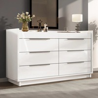 Commode moderne en bois MDF blanc sur mesure avec 6 tiroirs, poignées métalliques, écologique, pour chambre à coucher, appartement, salon