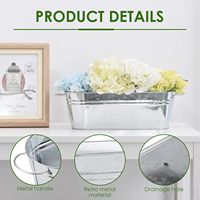 Pots de fleurs en métal avec poignée Jardinière en fer classique en forme de seau Seaux ovales en métal pour décoration de maison de ferme rustique
