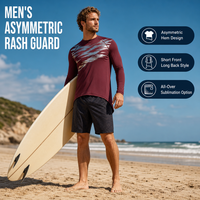Rashguard asymétrique personnalisé pour homme, manches longues, UPF 50+, devant court, dos long, mode surf, OEM