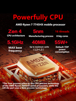 Laptop OEM 12-Core AMD Ryzen 7 7745HX dengan RTX 4060 16GB + 512GB SSD Layar 165Hz 16:10 2K RGB Backlit untuk Gamer