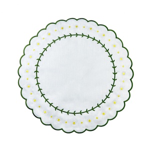 Wholesale Flower <b>Linen</b> Napkins Wedding with Embroidered Edge <b>Table</b> <b>Cloth</b> Scalloped <b>Linen</b> Napkins Eco Friendly French Luxury Flax - Product Image 2