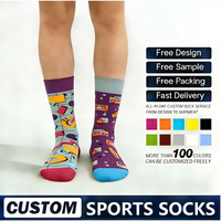 Chaussettes amusantes personnalisables, conception gratuite, motifs personnalisés, logo, chaussettes fantaisie, chaussettes en coton avec tricot jacquard