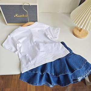 2023 été Offre Spéciale bébé vêtements ensemble fille vêtements dessin animé à manches courtes haut et denim <span class=keywords><strong>super</strong></span> mignon jupe deux pièces <span class=keywords><strong>costume</strong></span> - Product Image 5