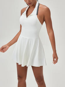 Оптовая продажа, женское теннисное платье, Спортивная одежда на открытом воздухе с вырезом на шее, дышащая цельная одежда для тенниса - Product Image 4