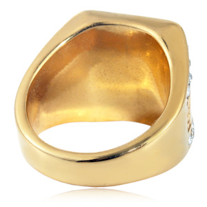 Men's Gold Square Stone <b>Ring</b> With Green Gemstone Everyday Wear Jewelry - Product Image 2