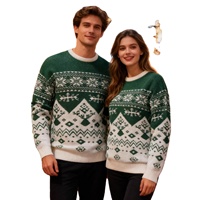 Ensemble de pulls de Noël pour couple, tricotés d'hiver, à motif jacquard, décontractés, infroissables, lavables en machine