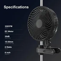 Ventilateur de gaine de 6 pouces avec moteur EC intégré, pales en plastique, vitesse et angle réglables pour tentes de culture, bureaux, etc.