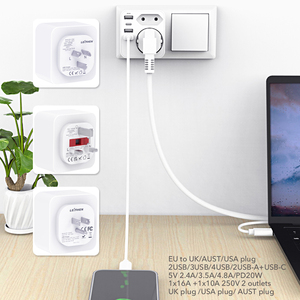 Adaptateur de voyage 3USB-A + Type-C EU vers AU 2 broches vers 3 broches Ataptor pour appareil électronique de voyage pour l'allemand, la France et l'espagnol - Product Image 6