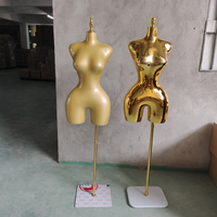 Mannequin Torse Féminin Doré Chromé Demi-Corps avec Support Métallique pour Boutiques de Vêtements et Magasins de Détail