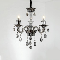 Usine Moderne Fumée Gris Lustre En Cristal De Luxe Pendentif Lampes pour Hôtel Villa Salon Suspendus Lustre En Cristal Lumières