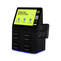 Borne de recharge commerciale partagée avec écran tactile 10,1 pouces, paiement par carte, sorties Type-C/USB/câble, batterie externe 8000 mAh
