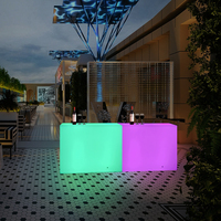 Table de Bar Rectangulaire Moderne Minimaliste 120*40*90cm Lumière LED Créative Réception Extérieure Discothèque DJ Mélange Bois Matériel