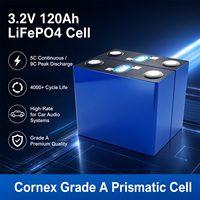 Cornex 120Ah Lityum Demir Fosfat Prizmatik Hücre 5C Sürekli 9C Tepe Deşarjlı Araç Ses Sistemleri, Karavanlar, Şebeke Dışı Güneş Enerjisi için