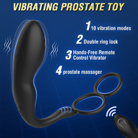 Plug anal vibrant télescopique à 10 modes, masseur de prostate à double anneau, masturbateur masculin en silicone, jouets sexuels pour adultes