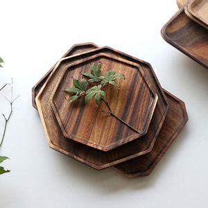 Plateau octogonal en bois d'acacia massif pour le dîner, les fruits, les collations, le petit-déjeuner, design classique poli, pour la maison ou les fêtes, pour les sushis et les événements - Product Image 3