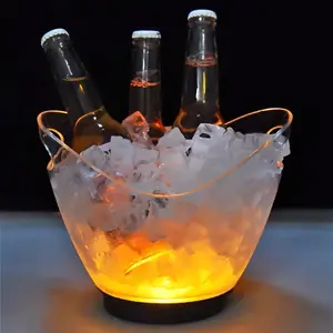 LED Ice Bucket Round Square Ice Bucket Drinks Beer Bucket Party Bar Home Wedding For champagne Wine Beer