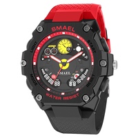 Montre de sport pour homme SMAEL 8092, affichage numérique analogique, résistante à l'eau, alarme, bracelet en résine, affichage LED, chronomètre, lumineuse
