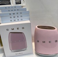 Ensemble de couteaux en acier inoxydable SMEG, 7 pièces, célèbres sur TikTok, avec bloc de rangement, coffret cadeau élégant, cadeau de déménagement