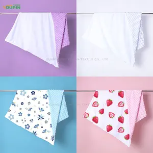 Kain Super lembut sublimasi kosong 100% poliester 45*60 inci Minky Dot selimut kustom cetak untuk bayi baru lahir dan balita