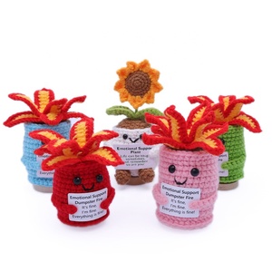 Planta de girasol en maceta de ganchillo hecha a mano, muy vendida, planta grande en maceta con forma de llama, decoración de muñeca de ganchillo para bote de basura - Product Image 3